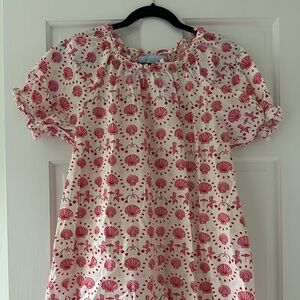 Hill House Pink and White Patterned Mini Dress